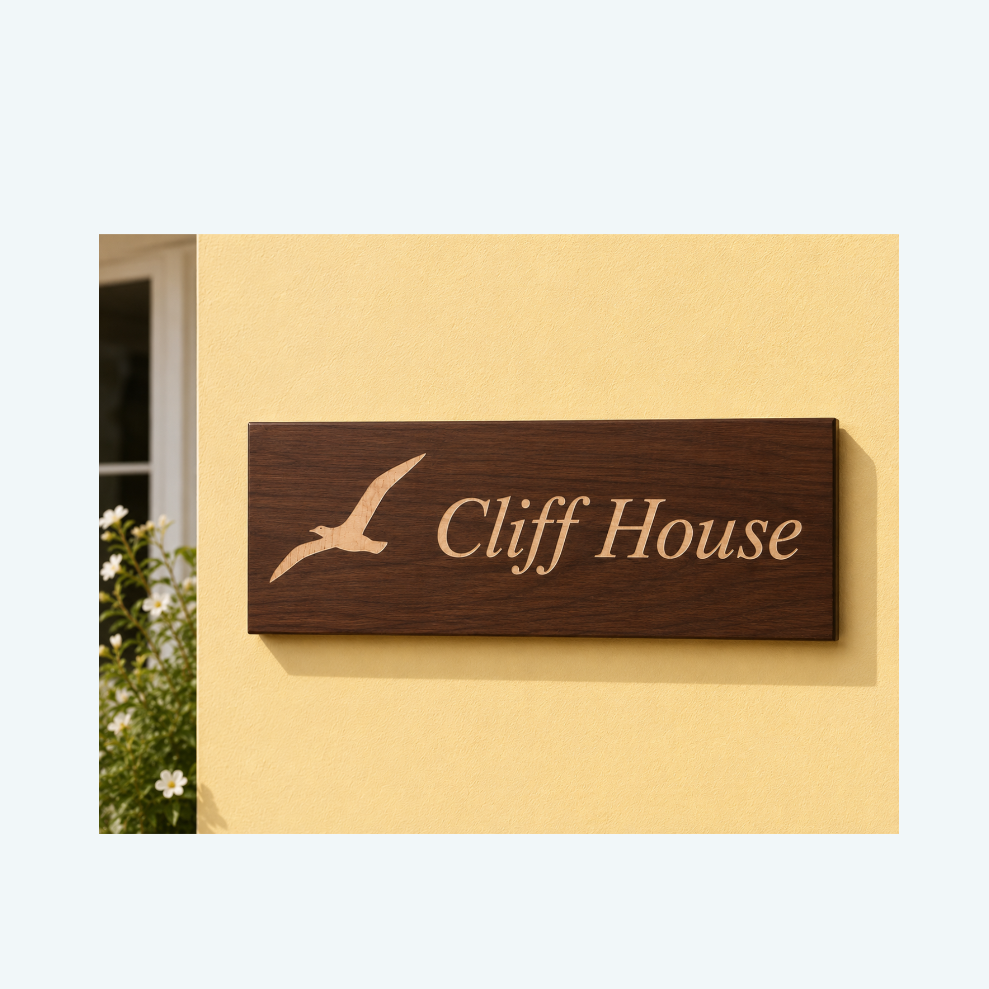 House Name with Image (wood inlay)